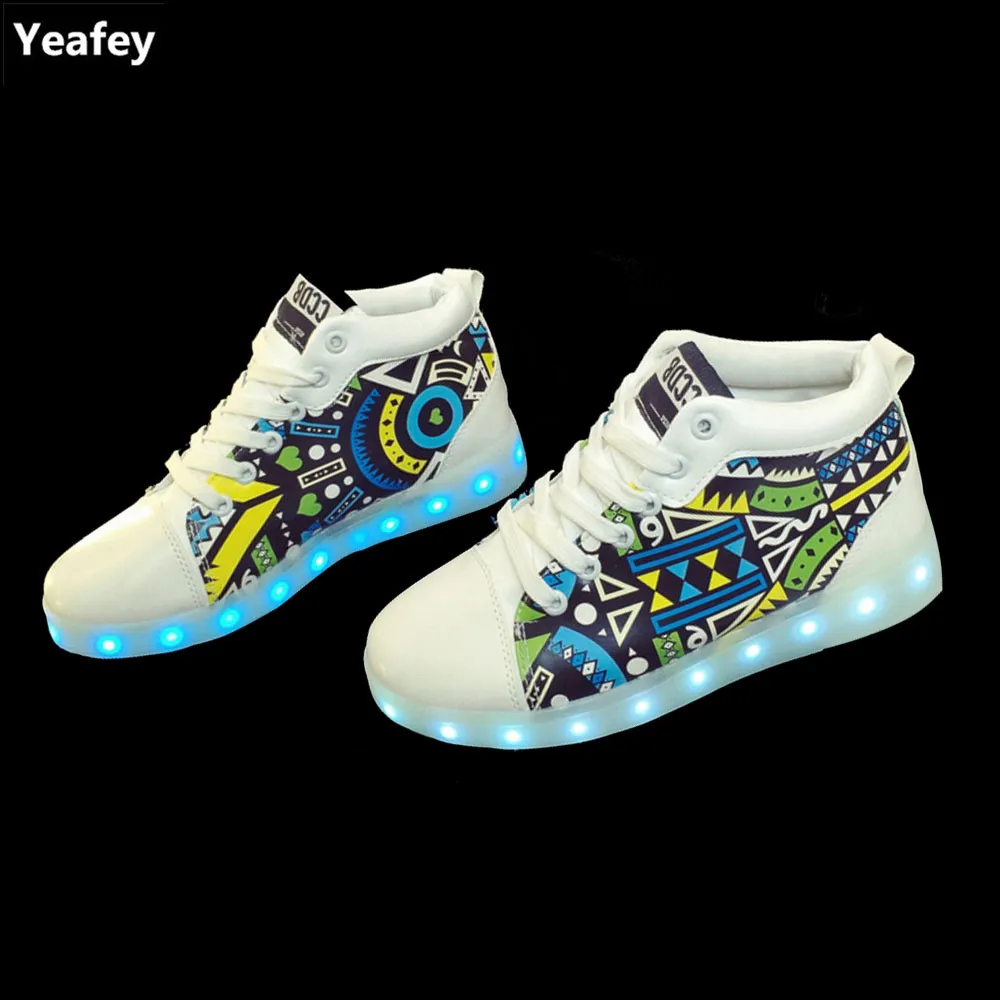 Yeafey/Basket Femme Светящаяся обувь 2017 USB зарядка световой подсветкой Спортивная женские