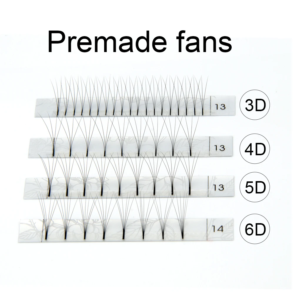 NAGARAKU 5 trays Eyelash Extensions Long stem Premade Volume Fans 3d/4d/5d/6d Lash Russian Volume Pre made Fans Soft Light