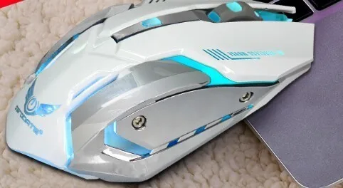 White SeenDa, регулируемая перезаряжаемая мышь с dpi, 2,4 ГГц, Беспроводная игровая мышь, эргономичная мышь, красочная подсветка, дышащая игровая мышь - Цвет: White