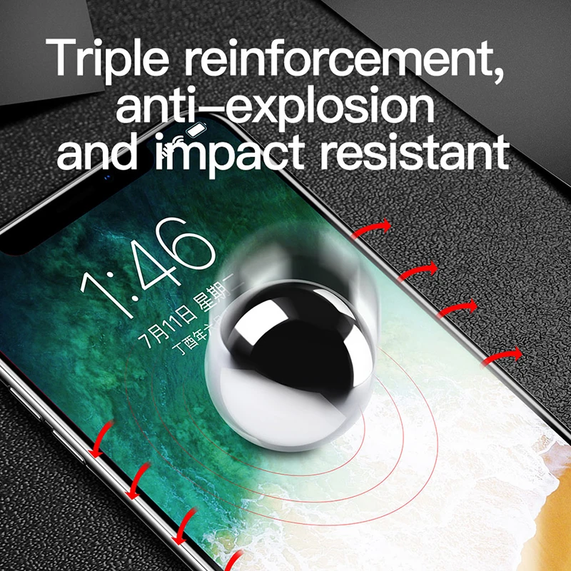 Защитное стекло Baseus закаленное 9H для iPhone X/6D|Защитные стёкла и плёнки телефонов| |
