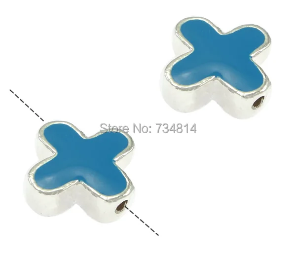 Free shipping!!!Zinc Alloy Jewelry Beads chinese style Cross silver color plated enamel blue nickel lead &amp cadmium free | Украшения и