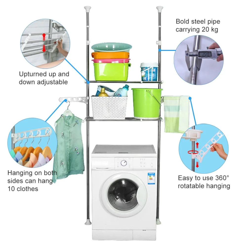 Напольная стойка для ванной комнаты Двухуровневая полка хранения на