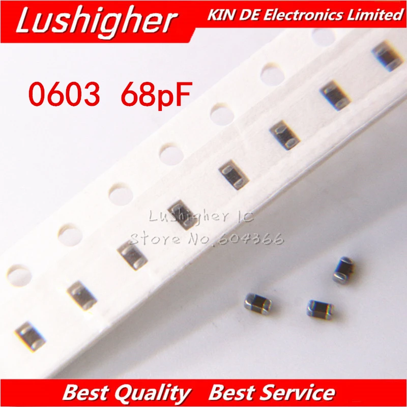 

100pcs 0603 68pf 50V X7R 10% SMD Ceramic Capacitor MLCC