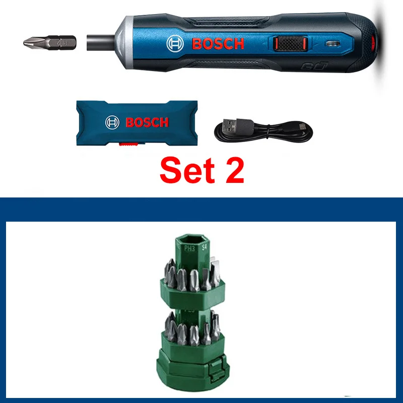 Set 2 Электроинструмент для мини-шуруповерта BOSCH GO, 3,6 В, литий-ионная аккумуляторная батарея, аккумуляторная батарея, набор сверл - Цвет: Set 2