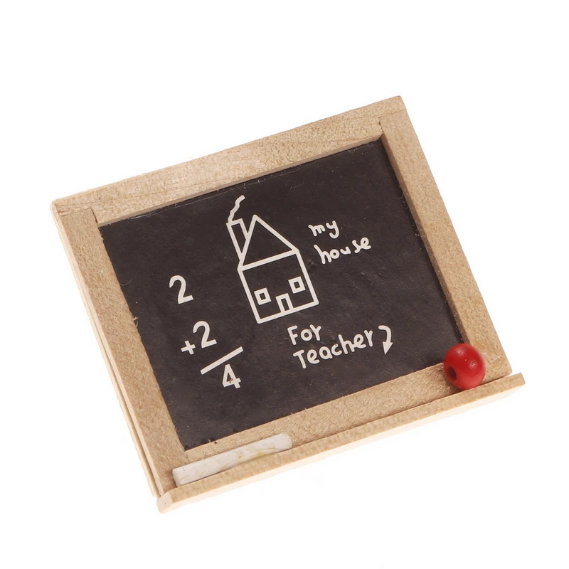 1:12 Dollhouse Puppet Miniature Wooden Children's Bedroom Study School Classroom Accessory Model Blackboard with Chalk Eraser | Игрушки и