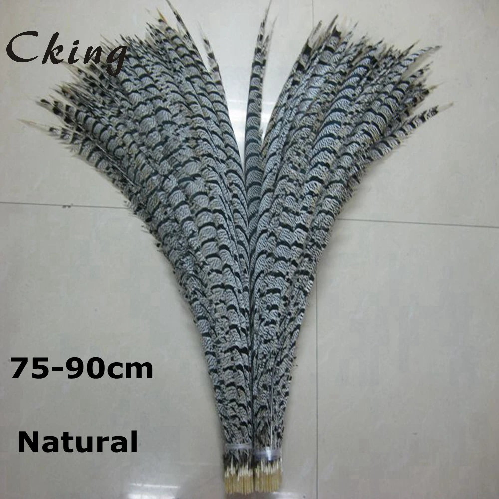

Cking 75-90cm 30-35inch 50pieces/lot Precious Natural Colorful zebra Lady Amherst Pheasant Tail Feathers for Carnival decoration