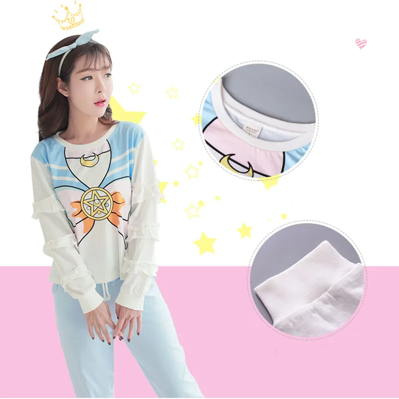 Сейлор Мун Цукино Usagi набор пижам Loungewear ночная рубашка одежда для отдыха косплэй
