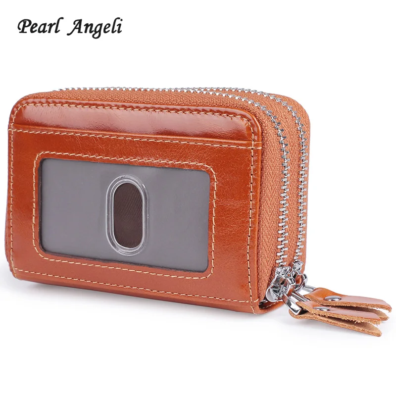 Pearl Angeli маленький держатель для кредитных карт RFID Женский кошелек из натуральной
