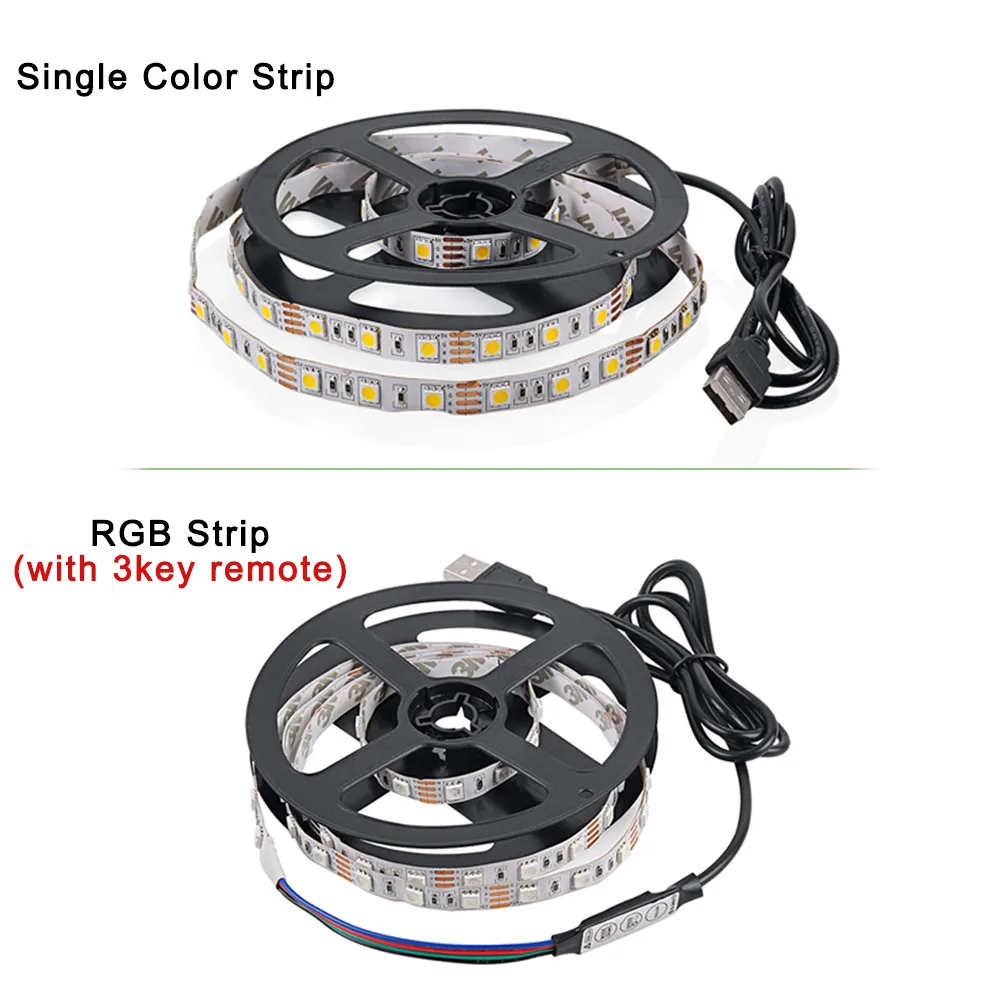 Светодиодная лента 5 в пост. Тока RGB USB кабель 5050SMD Рождественский гибкий ТВ фон 3