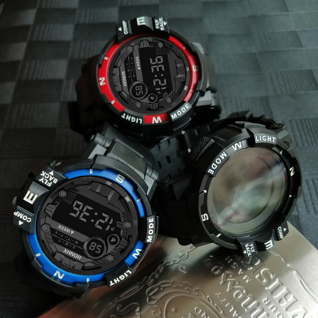Reloj hombre, модные, мужские, водонепроницаемые, светодиодный, цифровой, с датой, военные, спортивные, резиновые, кварцевые часы, erkek kol saati