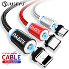 Магнитный кабель в оплетке со светодиодной подсветкой, Тип C, Micro USB, Магнитный зарядный кабель для Apple iPhone X, 7, 8, 6, 10, Xs, Max, XR, Samsung, Xiaomi