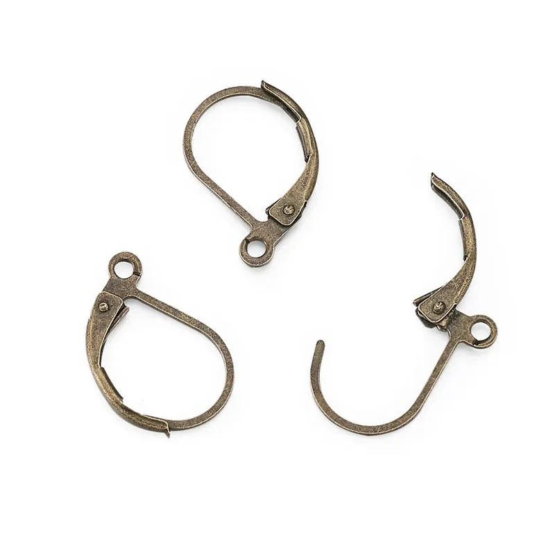

500pcs 15x10mm Antique Bronze Brass Lever Back Clips Hoop Earrings for Jewelry Making Earrings Base DIY Components Hole: 1mm