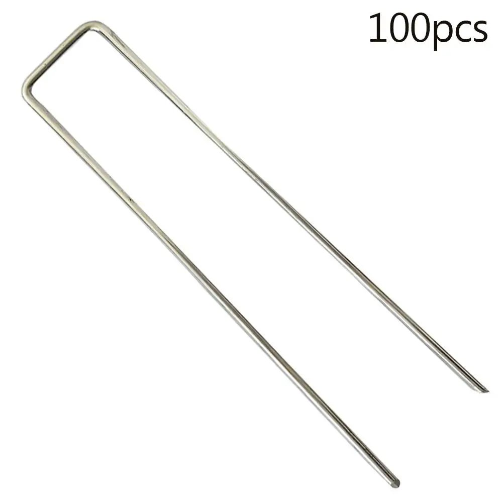 

100Pcs U-shaped Nail Garden Stakes Staples Securing Pegs For Securing Weed Fabric Landscape Fabric Netting Ground Sheets Fleece