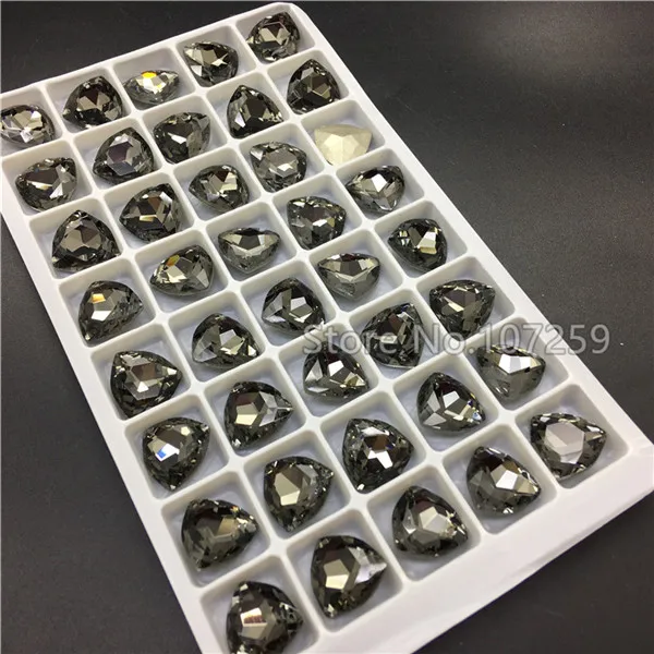 grey TopStone 12 мм K9 стекло кристалл жир треугольной формы Pointback Стразы diy/аксессуары для одежды - Цвет: grey