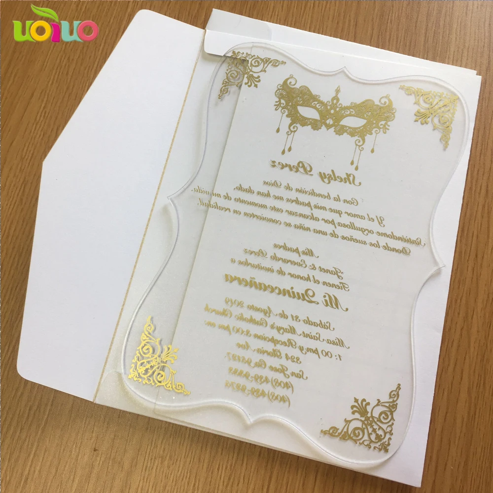 

Personalized Printing Flora Wedding Invitation Card Acrylic Card Wedding Invitation Card With Envelop