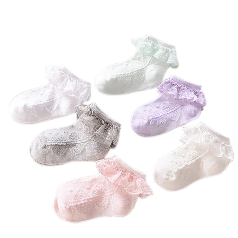 Новинка 1 пара весенне летние детские носки тонкие однотонные кружевные