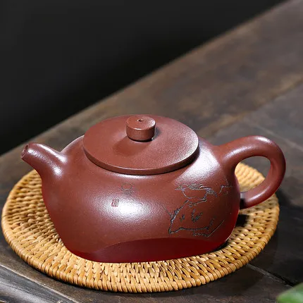 

Yixing Zisha tespot famous pure hand-painted Zisha pot four Quartet teapot tea set