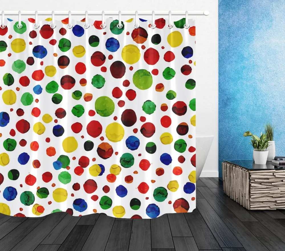 LB акварель граффити круг занавески для душа белый ванная комната