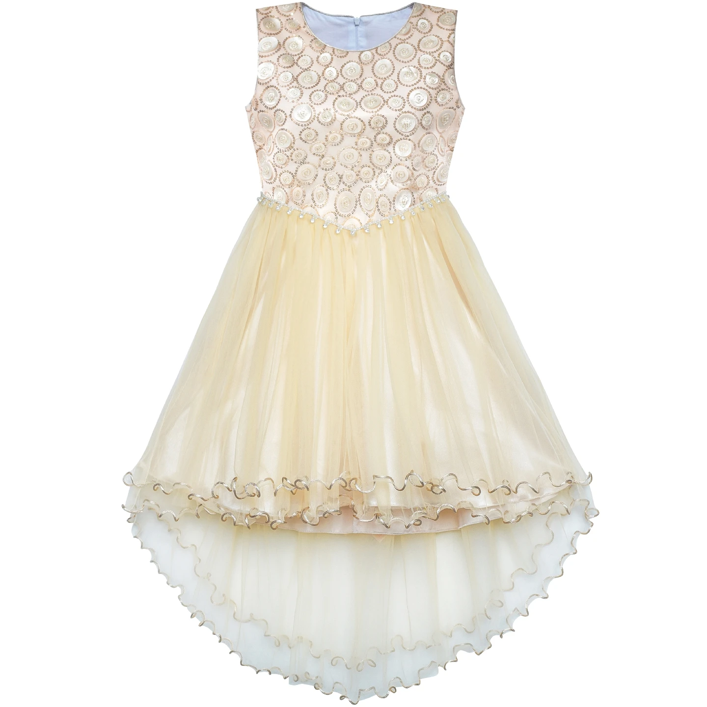 Flower Girl Dress Champagne Sequin Hi-low Wedding Bridesmaid 2019 Summer Princess Party Dresses Kids Clothes Pageant Sundress | Детская