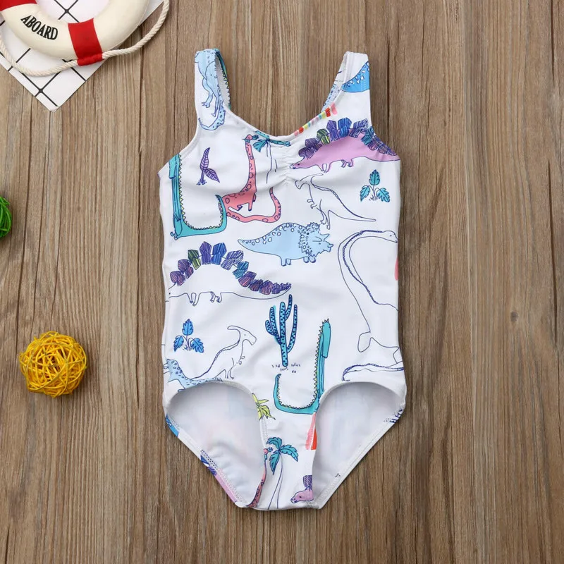 От 0 до 5 лет очень милый Цельный купальник с рисунком для маленьких девочек