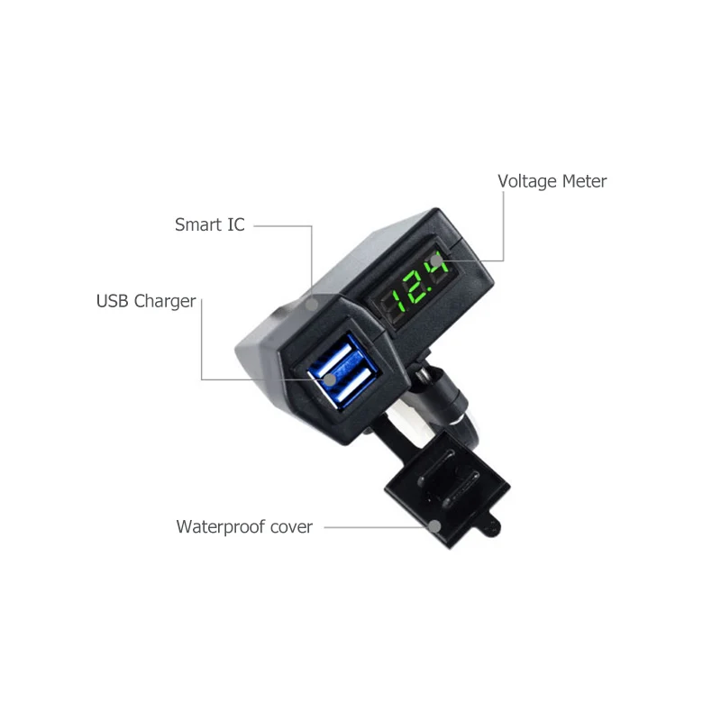 Зеленый светодиодный цифровой дисплей измеритель напряжения + двойной USB разъем
