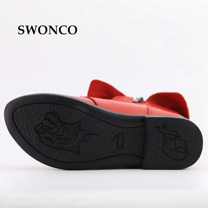 Женские ботильоны SWONCO сезон осень зима 2018 высокие ботинки из натуральной кожи
