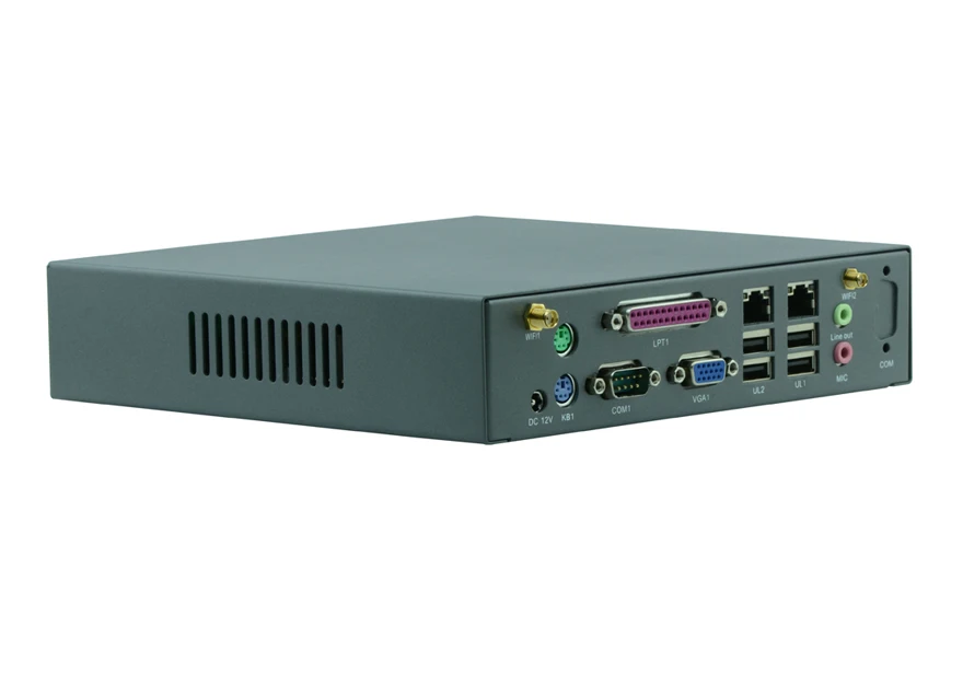 Preise Mini Pc Industrielle Computer Unterstützung Drahtlose Tastatur, Maus N2800 CPU 2*1000M LAN/WIFI/3G/VGA/LPT/COM Linux Barebone PC