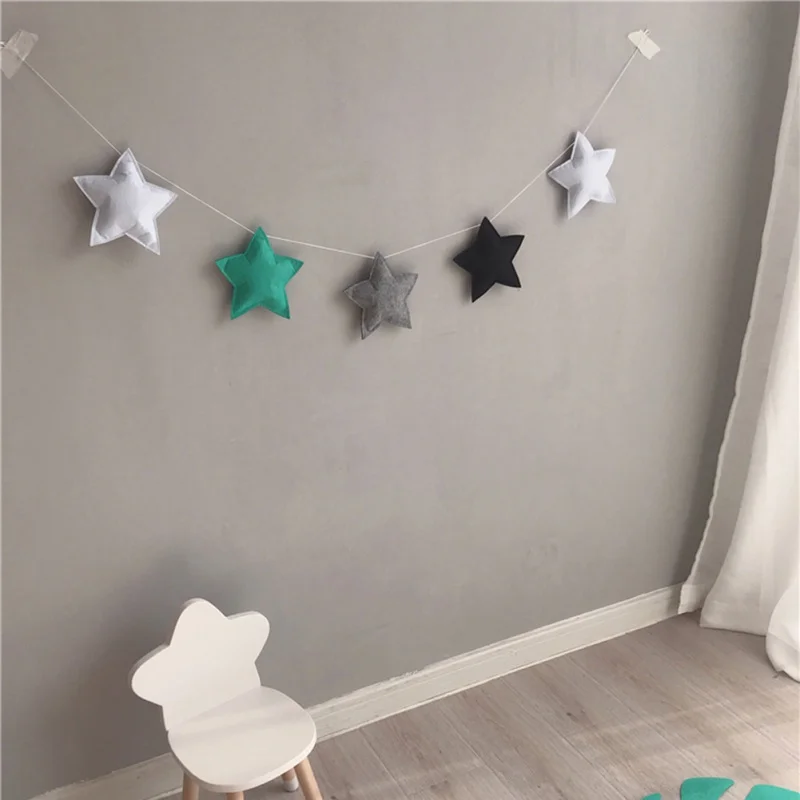 Скандинавская гирлянда из войлочной ткани со звездами баннер вечерние висячий