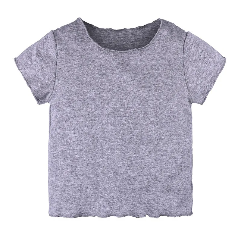 

Summer Boys Cotton Solid Print T-shirt For Kids Short Sleeve Tops