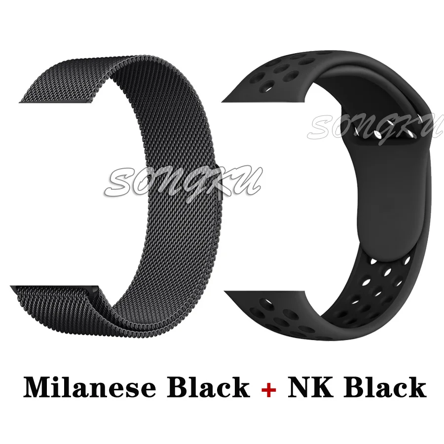Milan B and NK Black SONGKU IWO 8 дополнительный размерный ряд 44 мм часы 4 умные часы пульт дистанционного управления siri часы для apple iPhone Android телефон лучше, чем IWO 6, 7, 9, 10, 11 - Цвет: Milan B and NK Black