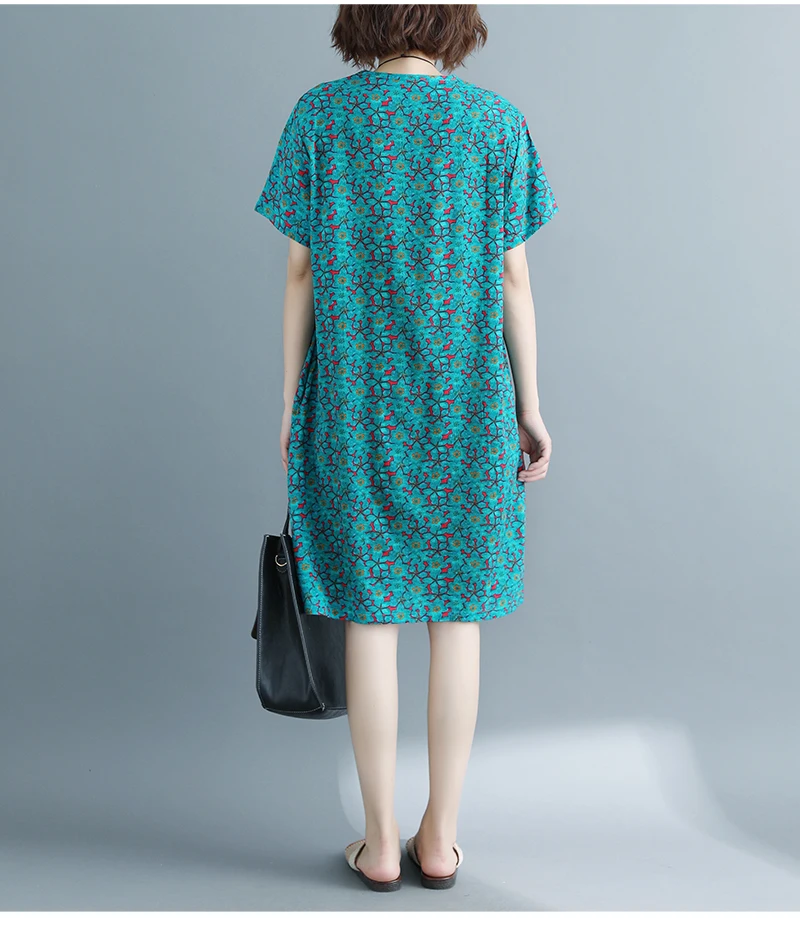 Женское шифоновое платье с коротким рукавом свободное повседневное большого