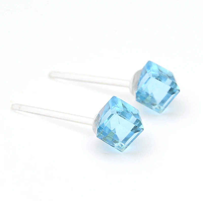 

Hot 10 pair/set Women Square Crystal Bling Stud Earrings set Cute Cube Fashion Plastic Pin Piercing Earring set