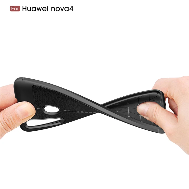 Wolfrule чехол Huawei Nova 4 Модный стиль личи Прочный Гибридный для Чехол Силиконовый ТПУ