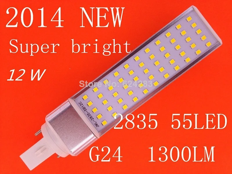 15 шт. X 2016 новинка G24 12 Вт Светодиодная лампа с горизонтальной вилкой 55 Led 2835 SMD