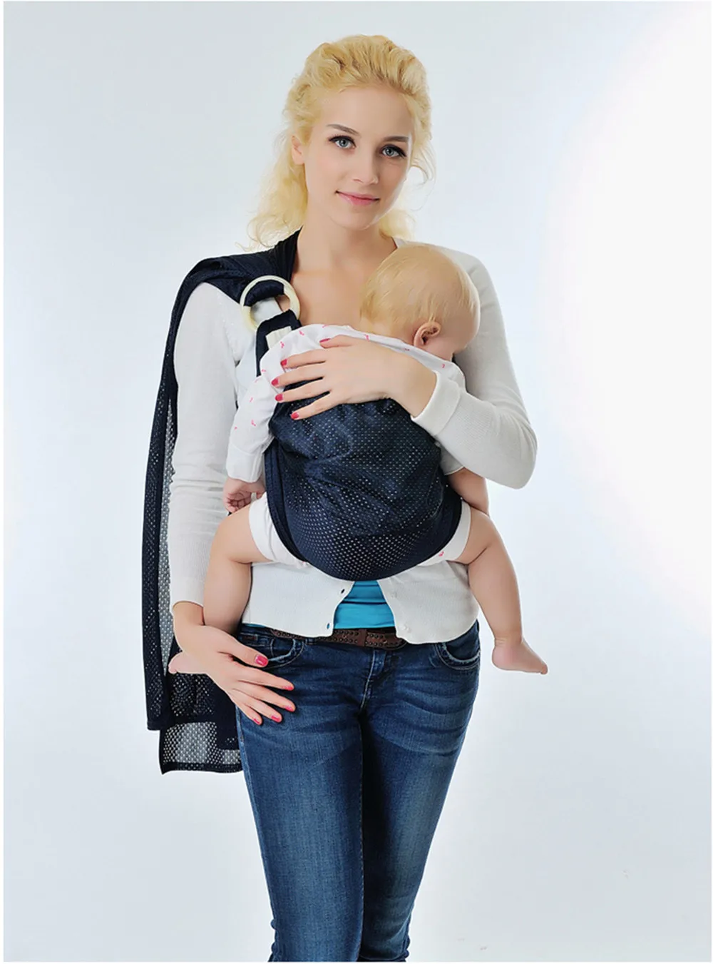 LONSANT, переноска для новорожденных, эластичная, для малышей, слинг, сетка, дышащая, с двойным кольцом, однотонная, хлопковая, для малышей
