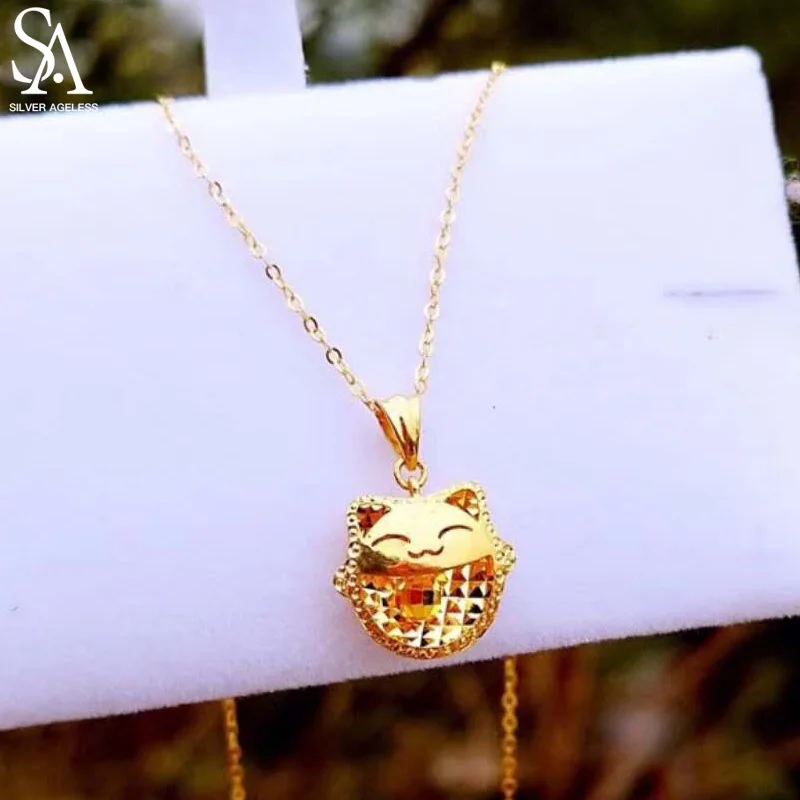 SILVER AGELESS 18K Yellow Gold Cat Pendant Necklaces Jewelry Necklace Women Animal | Украшения и аксессуары