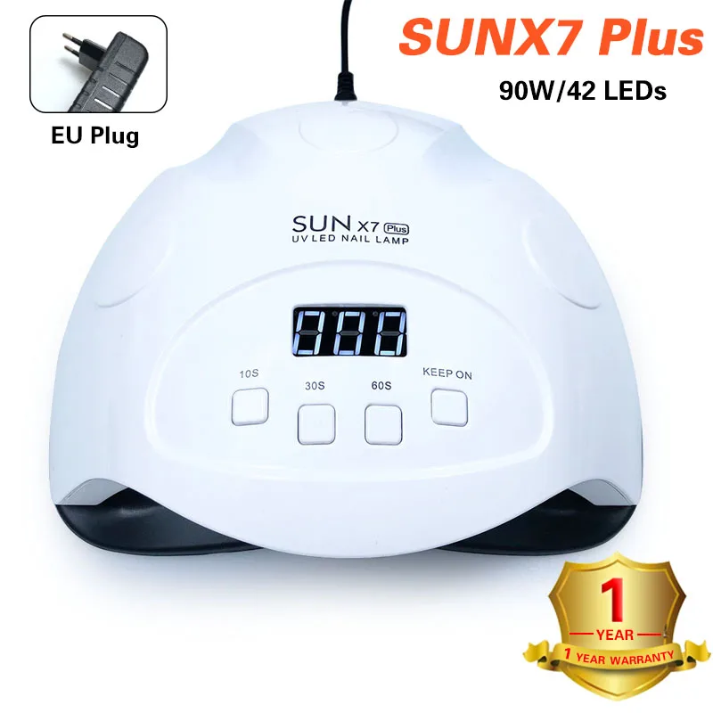 EU X7 SUNX7 Plus 90 Вт УФ светодиодная лампа для сушки ногтей для всех типов гелей-лаков с нижней частью 10 s/30 s/60 s Таймер lcd ледяная лампа для ногтей автоматическое распознавание - Цвет: EU X7