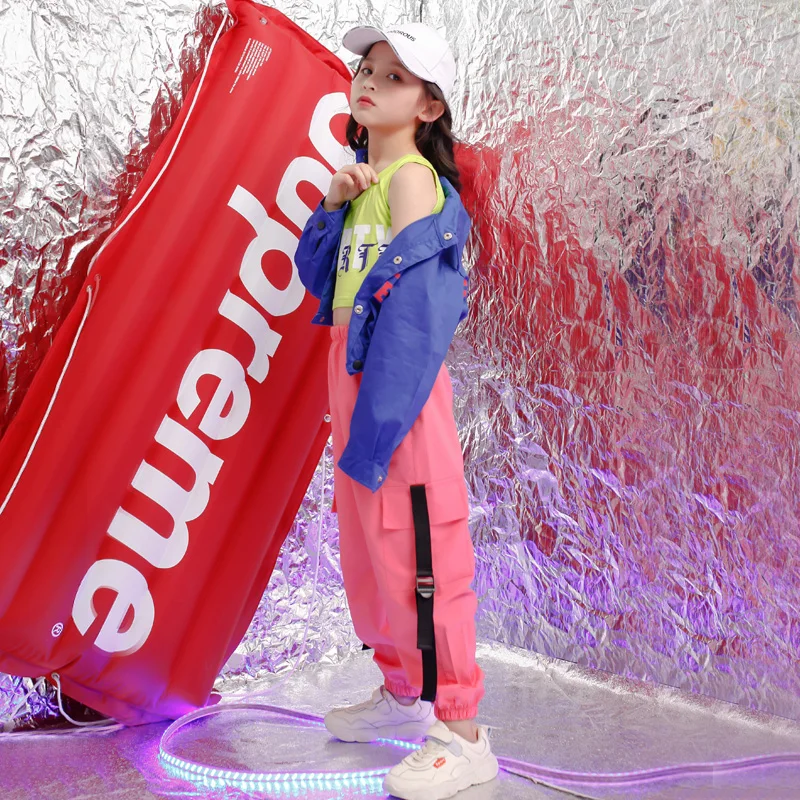 Детская одежда для концерта в стиле хип-хоп куртка девочек укороченные майки