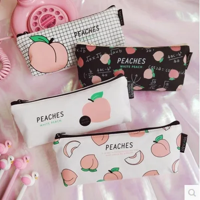 1 шт. кавайный чехол для карандаша сочный персик из плотной ткани Хэлло Китти