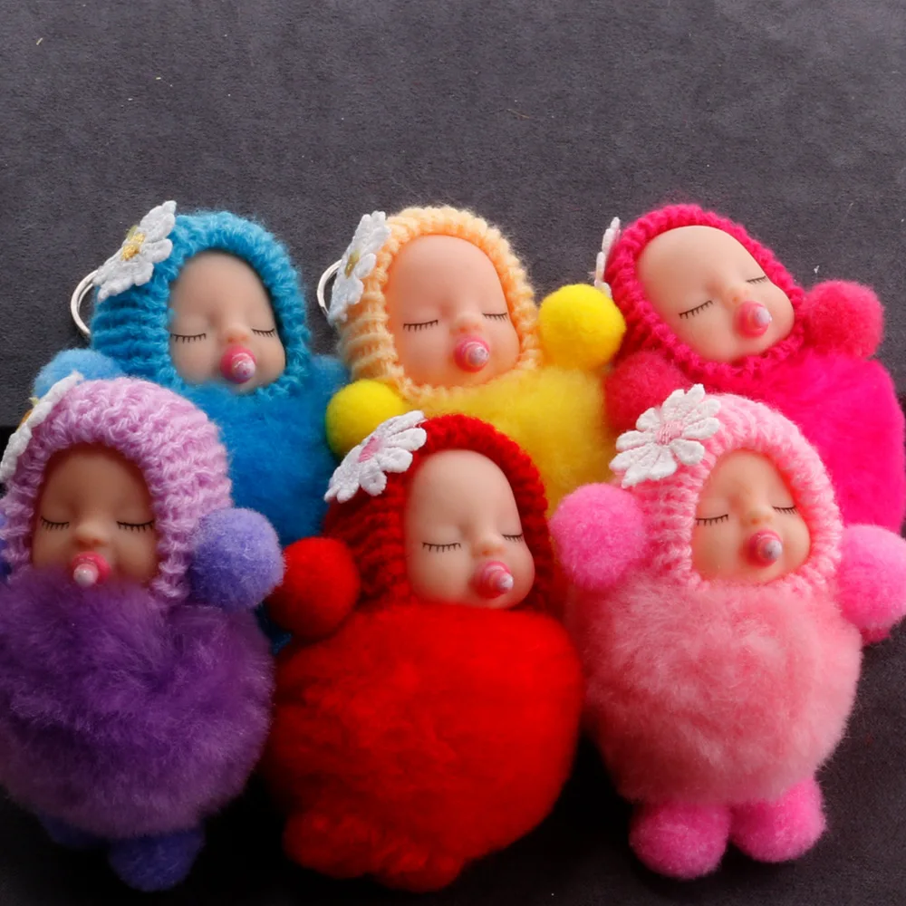 Мини Kawaii плюшевая Спящая Детская кукла меховый шар мягкие игрушки для ключей