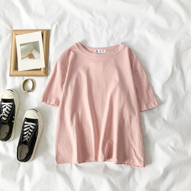 Женский летний комплект из 2 предметов Однотонная футболка с коротким рукавом и