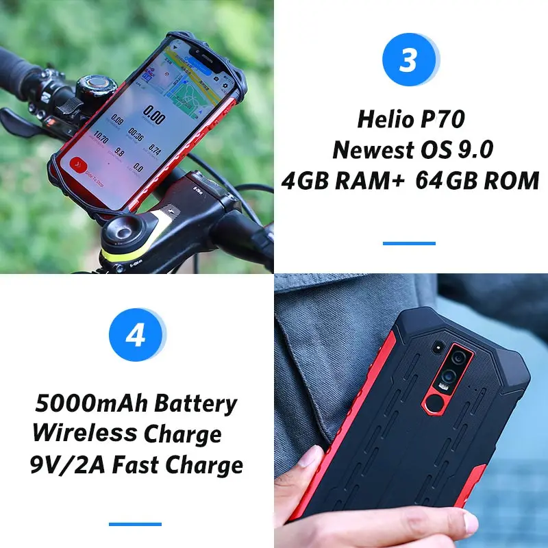 Ulefone Armor 6E IP68 Waterproof Mobile Phones Helio P70 4GB+64GB 6.2&quot 19:9 5000mAh Android 9.0 Smartphone NFC wireless charger |