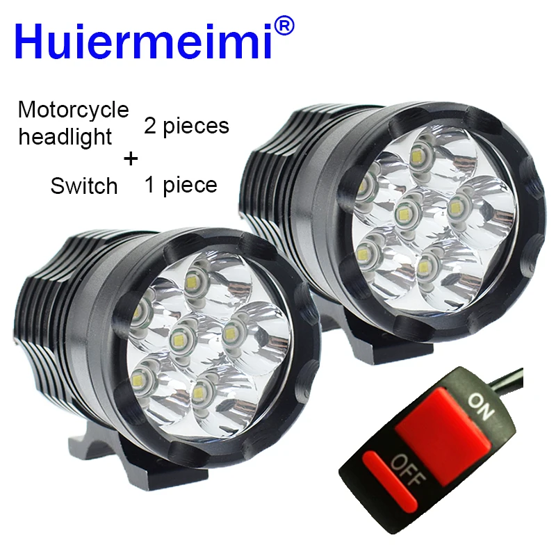 

Huiermeimi 2PCS Motorcycle Headlight 12V 60W U2 LED Motorbike Driving Headlamp DRL Spotlight Moto Spot Head Light Auxiliary Lamp