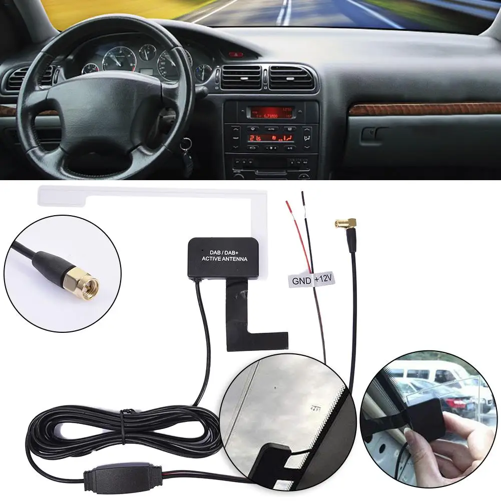 

12V Glass Mount Car DAB Digital Radio Patch Aerial Antenna Adhesive Transparent Built-in Antenna European