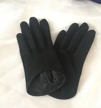 Женские перчатки из натуральной кожи, женские перчатки из натуральной замши, короткие перчатки для вождения мотоцикла R751 - Цвет: black suede leather