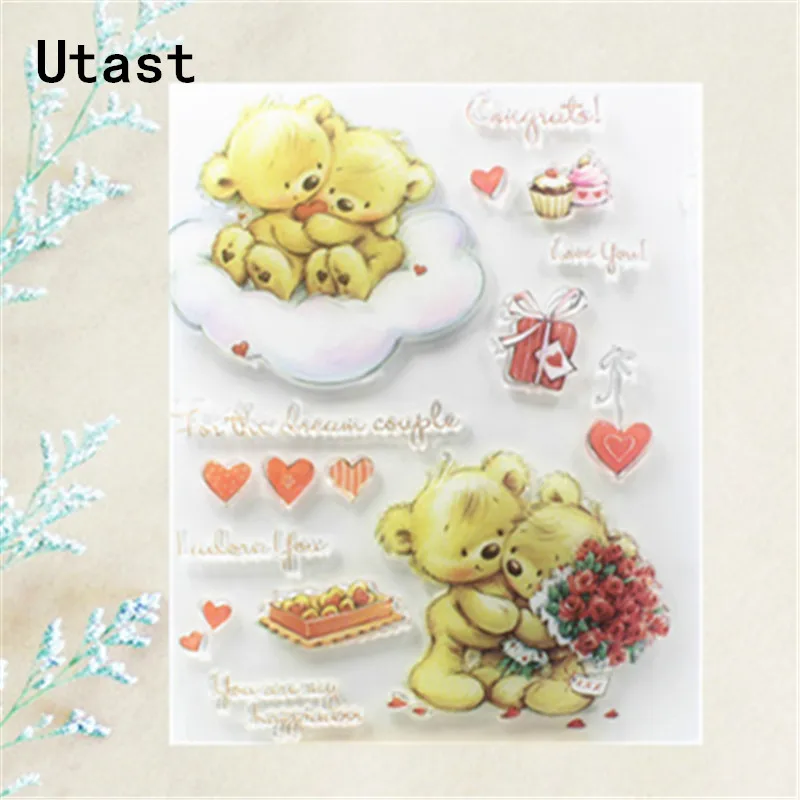 Прозрачные силиконовые штампы Love Sweet Bear/прозрачные резиновые для скрапбукинга