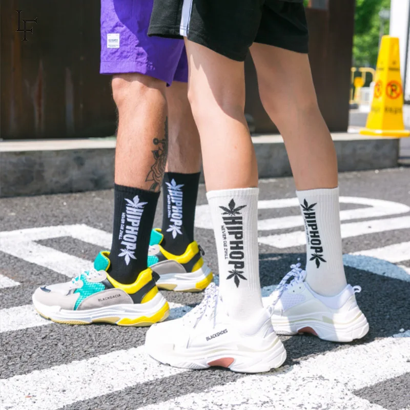 2019 новые модные Гольфы хип хоп спортивные носки кленовый лист хлопок мужские и