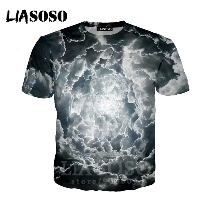 Футболка Мужская/женская с 3D принтом облаков смешная тенниска в стиле Харадзюку