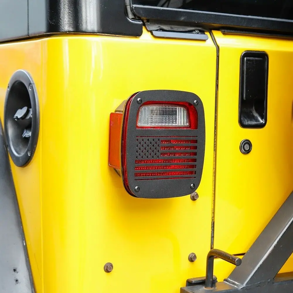 2 Tailight защитный чехол флаг США-никогда не ржавеет подходит 1997-2006 для Jeep Wrangler YJ TJ |