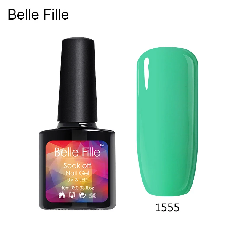 Belle FILLE темно-зеленая мята зеленый цвет УФ гель Лаки для ногтей 10 мл LED Гели лак